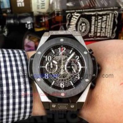 Perfect Replica Hublot Big Bang Gray Bezel Hollow Dial Chronograph 45mm Watch